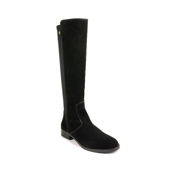 Tory Burch Selden Riding Boots in Black Suede and size US NEW